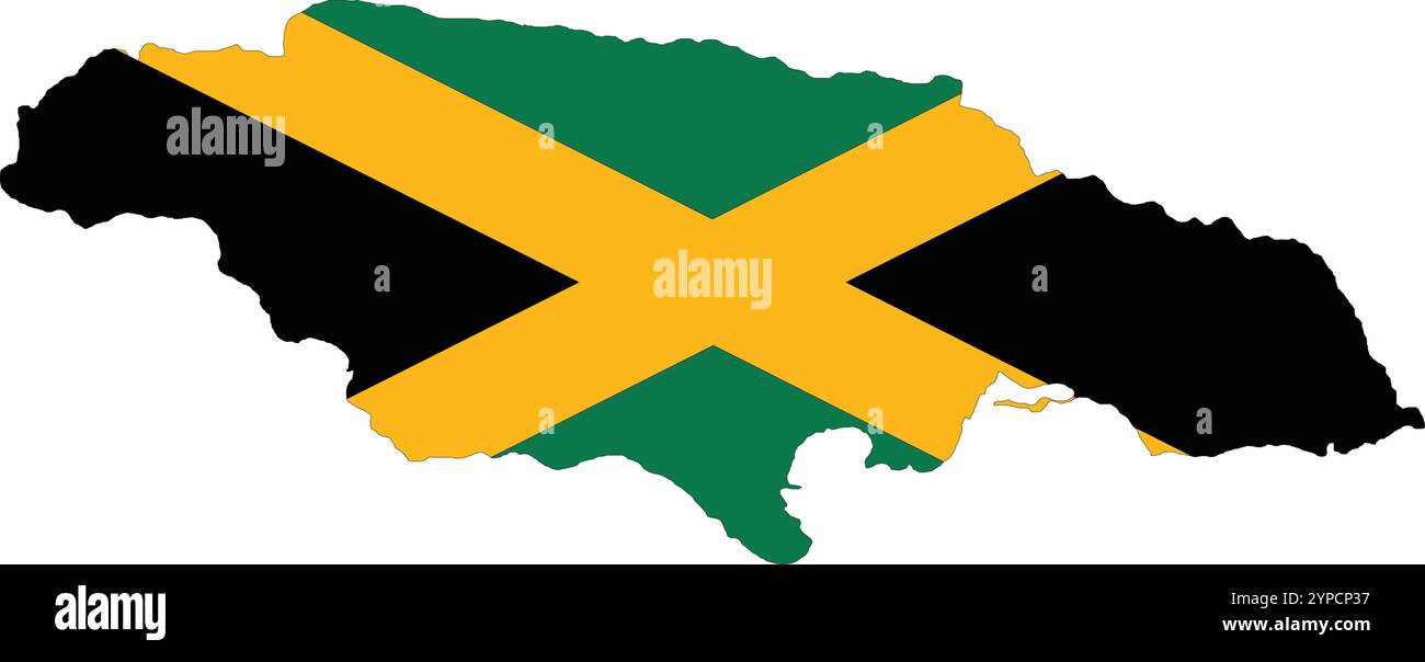 Jamaica Flag in Mappa, Giamaica Mappa con bandiera, Nation Flag of Jamaica, Giamaica mappa Illustrazione Vettoriale
