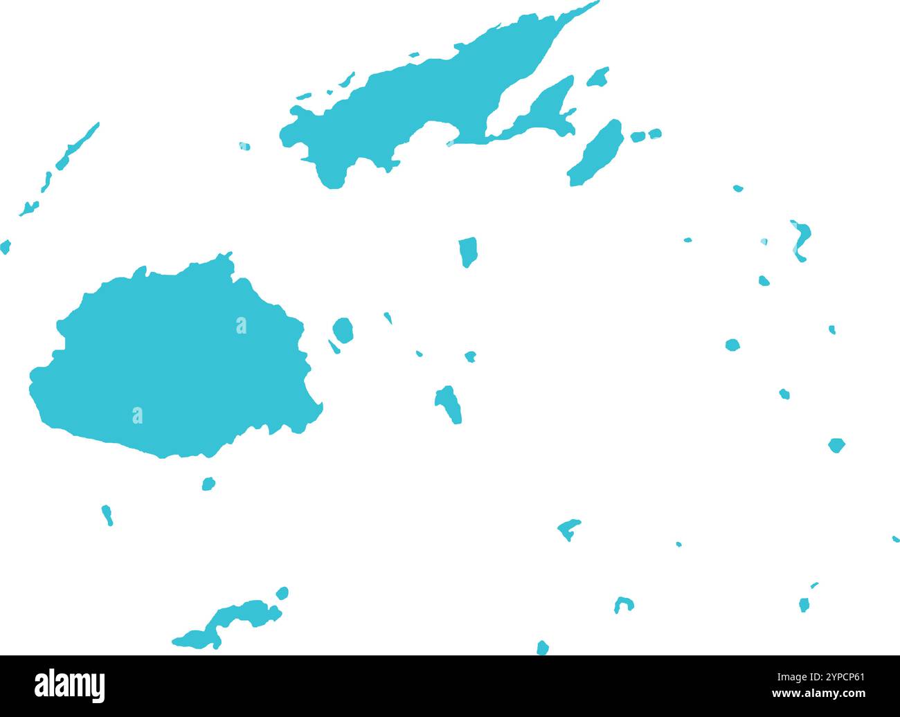 MAPPA delle Fiji in blu, confine con la nazione, mappa delle Fiji, linea di confine delle Figi, mappa geografica Illustrazione Vettoriale