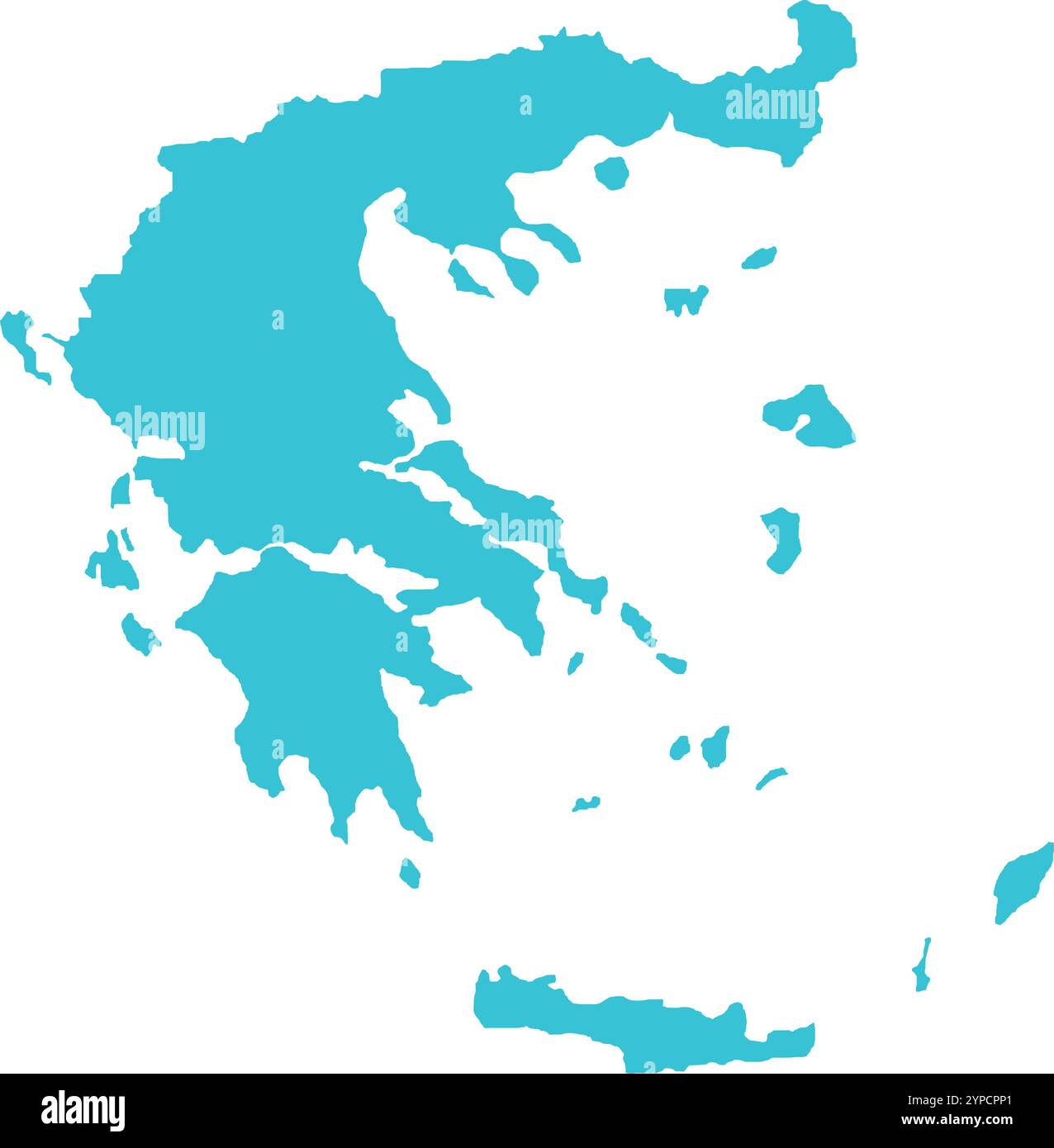 MAPPA della Grecia in blu, confine nazionale, Grecia Mappa, linea di confine della Grecia, Mappa geografica Illustrazione Vettoriale