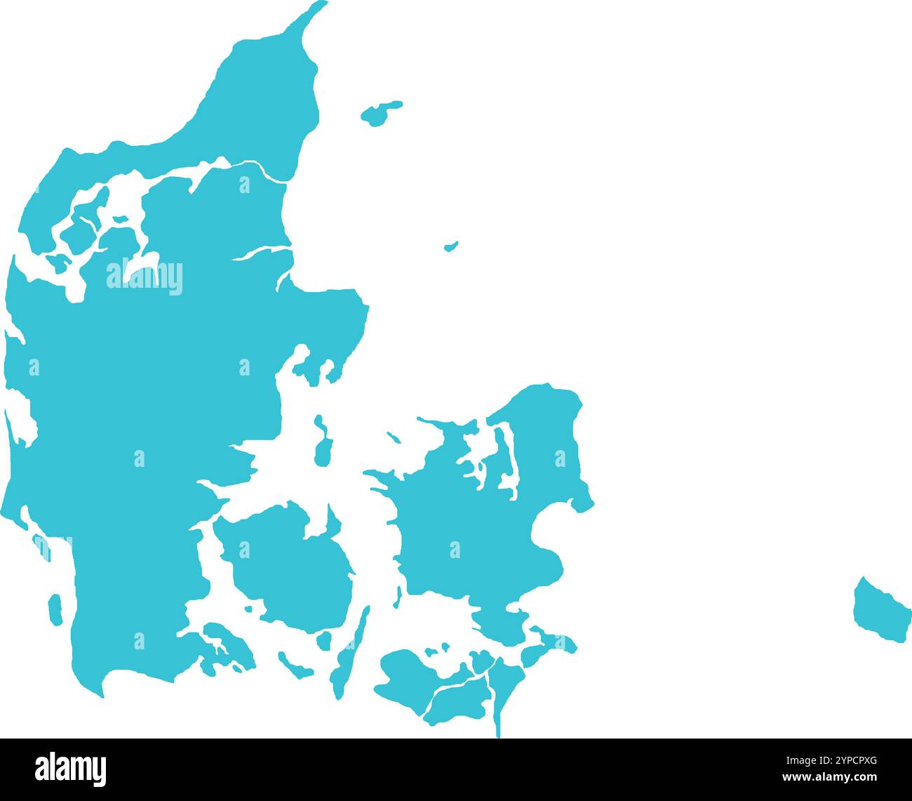 MAPPA della Danimarca in blu, confine con la nazione, mappa della Danimarca, linea di confine della Danimarca, mappa geografica Illustrazione Vettoriale