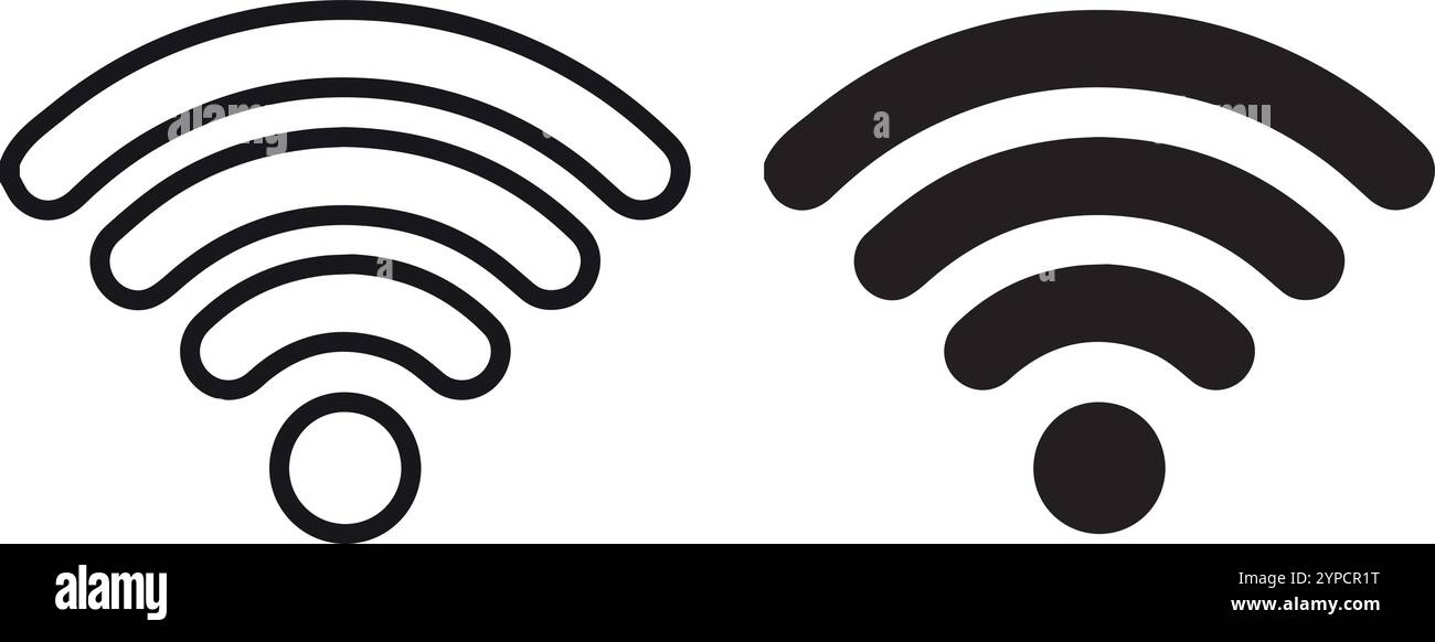 Icona WiFi. Icona lineare rete Wi-Fi. Segnale e simbolo. Icona WiFi simbolo piatto dell'elemento del segnale Internet wireless. Segno libero con sfondo isolato Illustrazione Vettoriale
