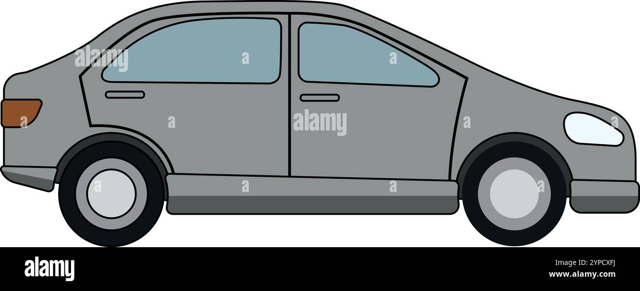 Suzuki alto piccolo con illustrazione vettoriale isolata. Immagine semplice del trasporto terrestre su veicolo. Vista anteriore e laterale della vettura familiare. Tecnologia moderna Illustrazione Vettoriale
