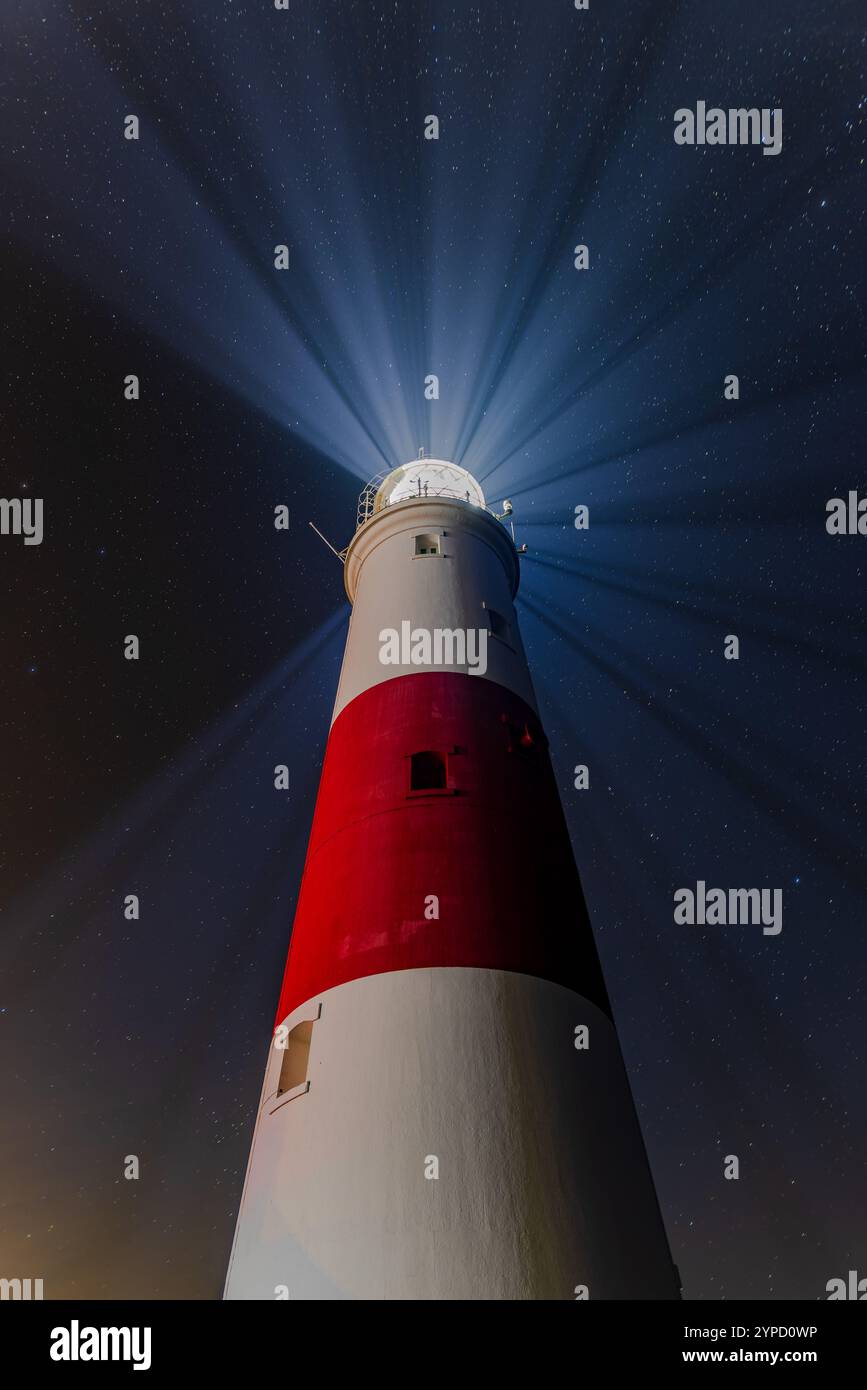 Faro Portland Bill sotto le stelle Foto Stock