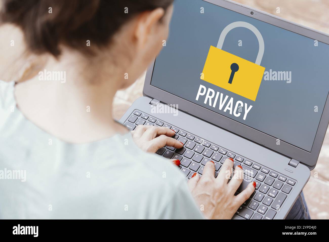 22 gennaio 2024, Brasile. In questa immagine, il testo e l'icona Privacy vengono visualizzati sullo schermo di un laptop Foto Stock