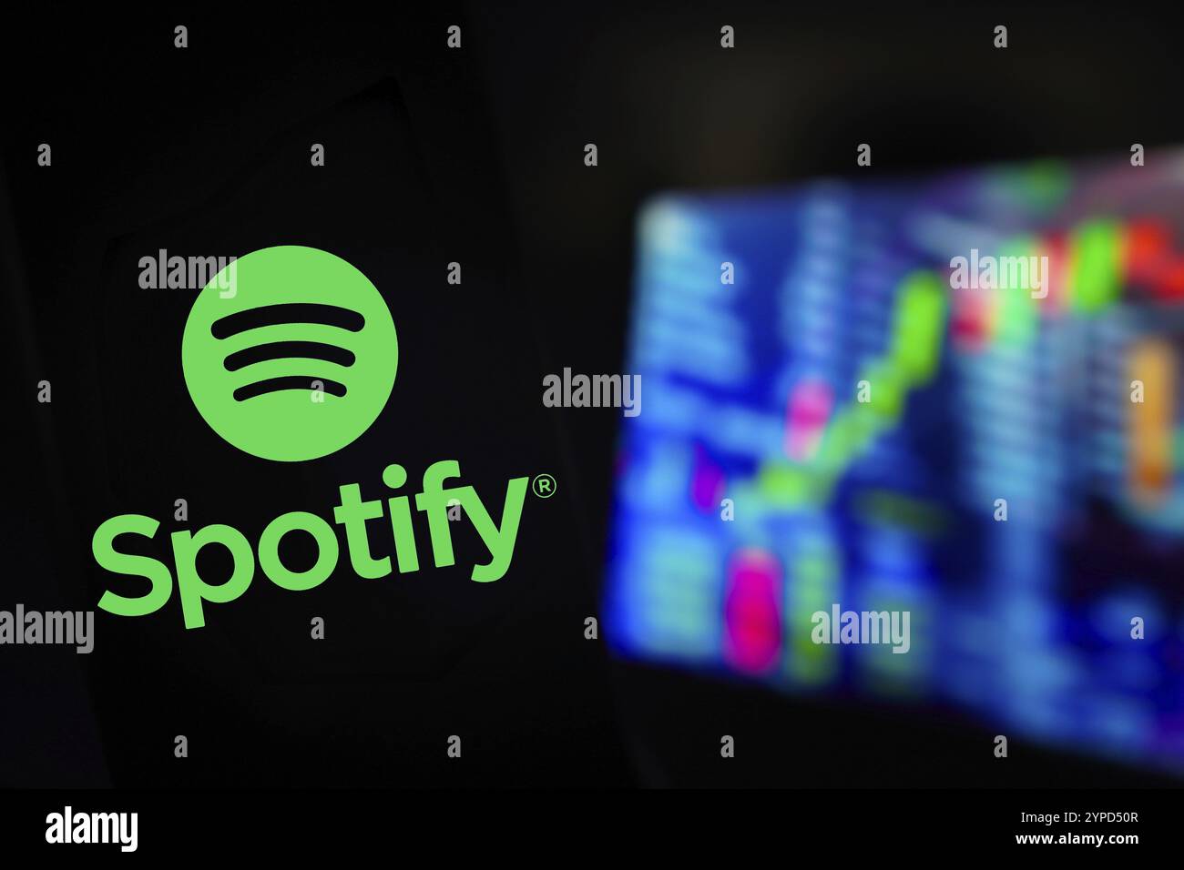 3 giugno 2024, Brasile. In questa immagine, il logo Spotify viene visualizzato sullo schermo di uno smartphone, con una rappresentazione grafica della marca Foto Stock