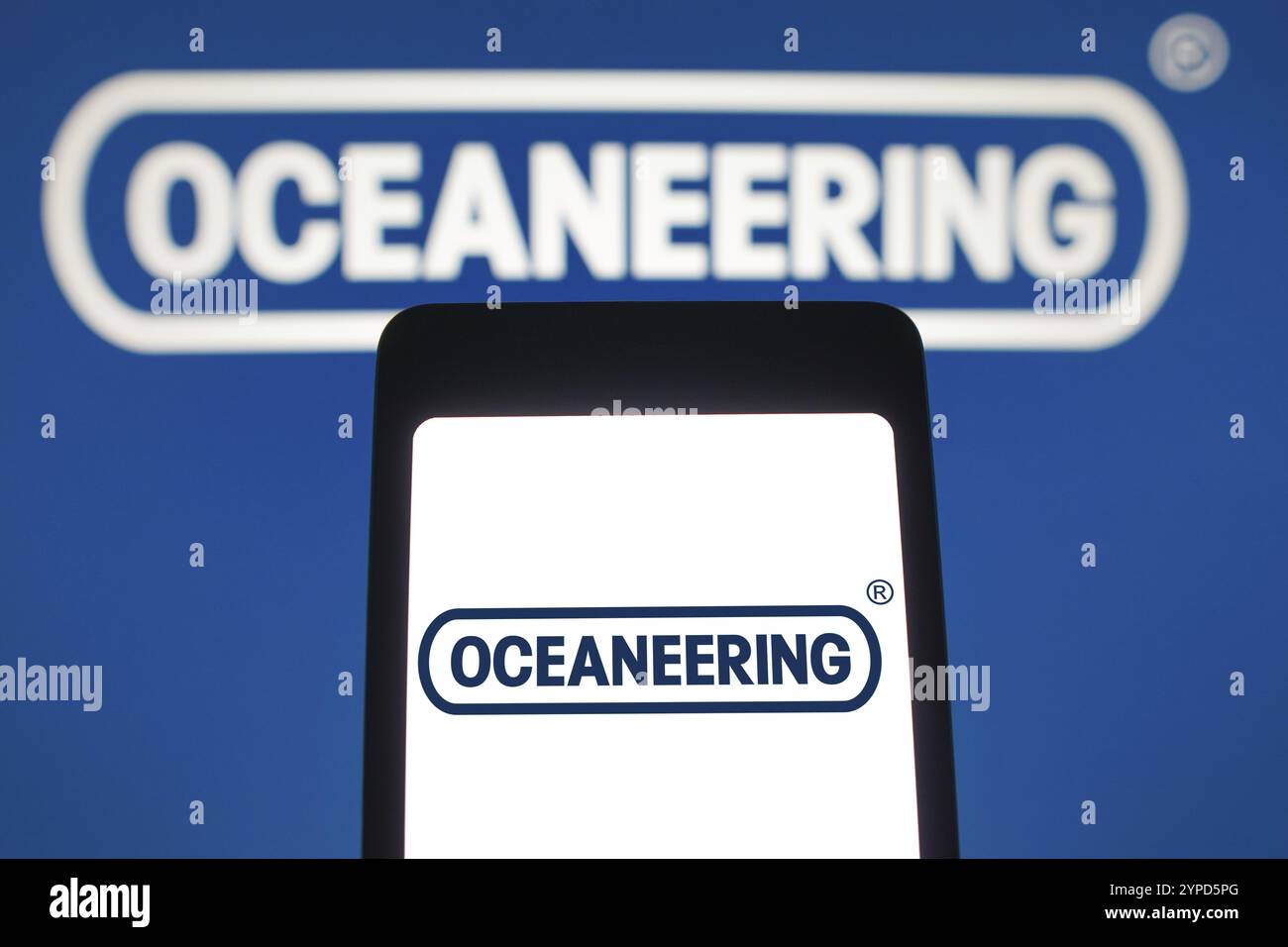 4 giugno 2024, Brasile. In questa immagine, il logo Oceaneering International viene visualizzato sullo schermo di uno smartphone Foto Stock