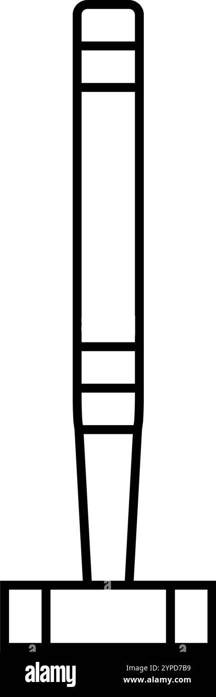 illustrazione vettoriale dell'icona della linea di gioco del croquet di mazzuolo Illustrazione Vettoriale