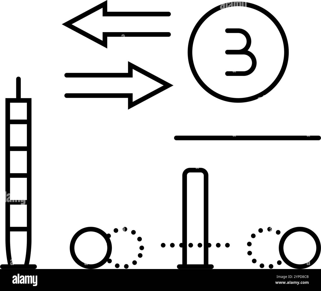 illustrazione vettoriale dell'icona della linea di gioco del croquet a tre pelli Illustrazione Vettoriale