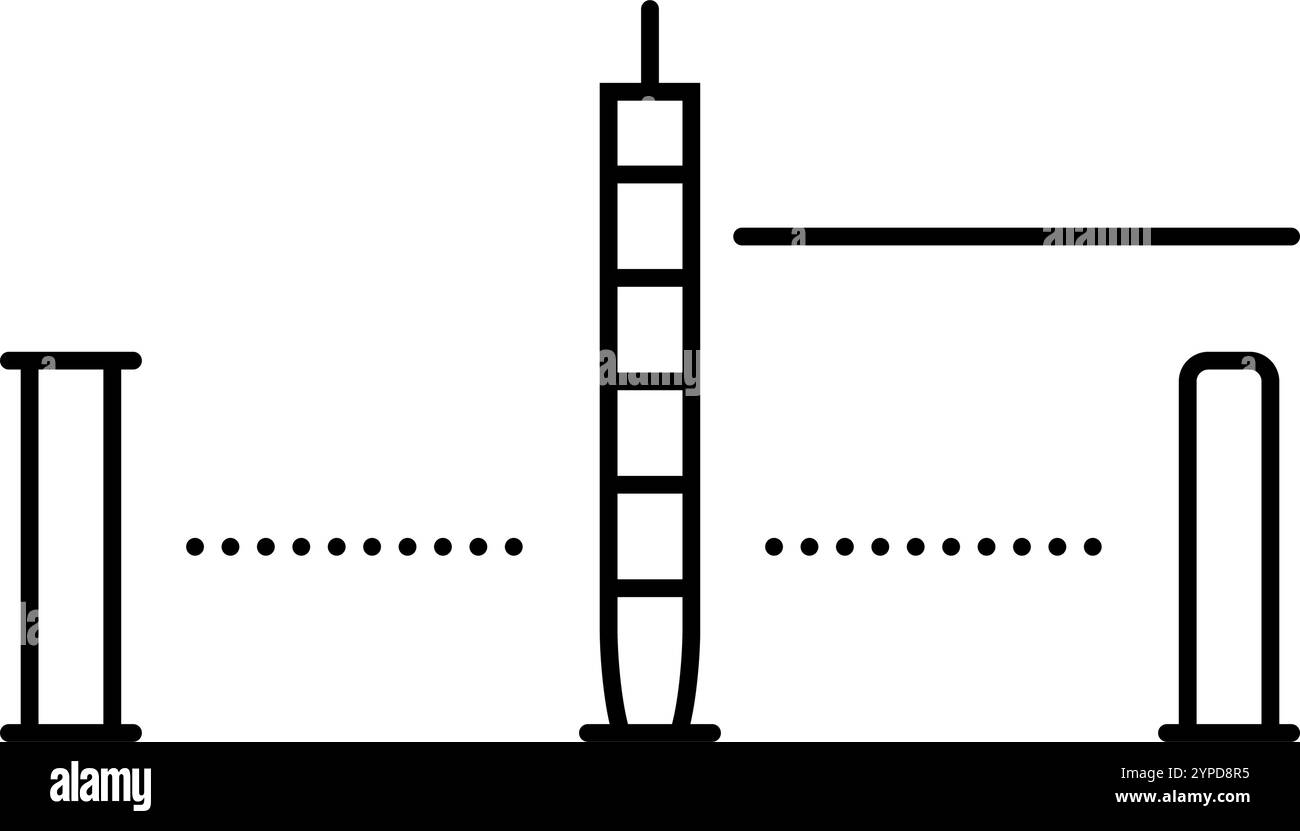 illustrazione vettoriale dell'icona della linea di gioco del set per croquet Illustrazione Vettoriale