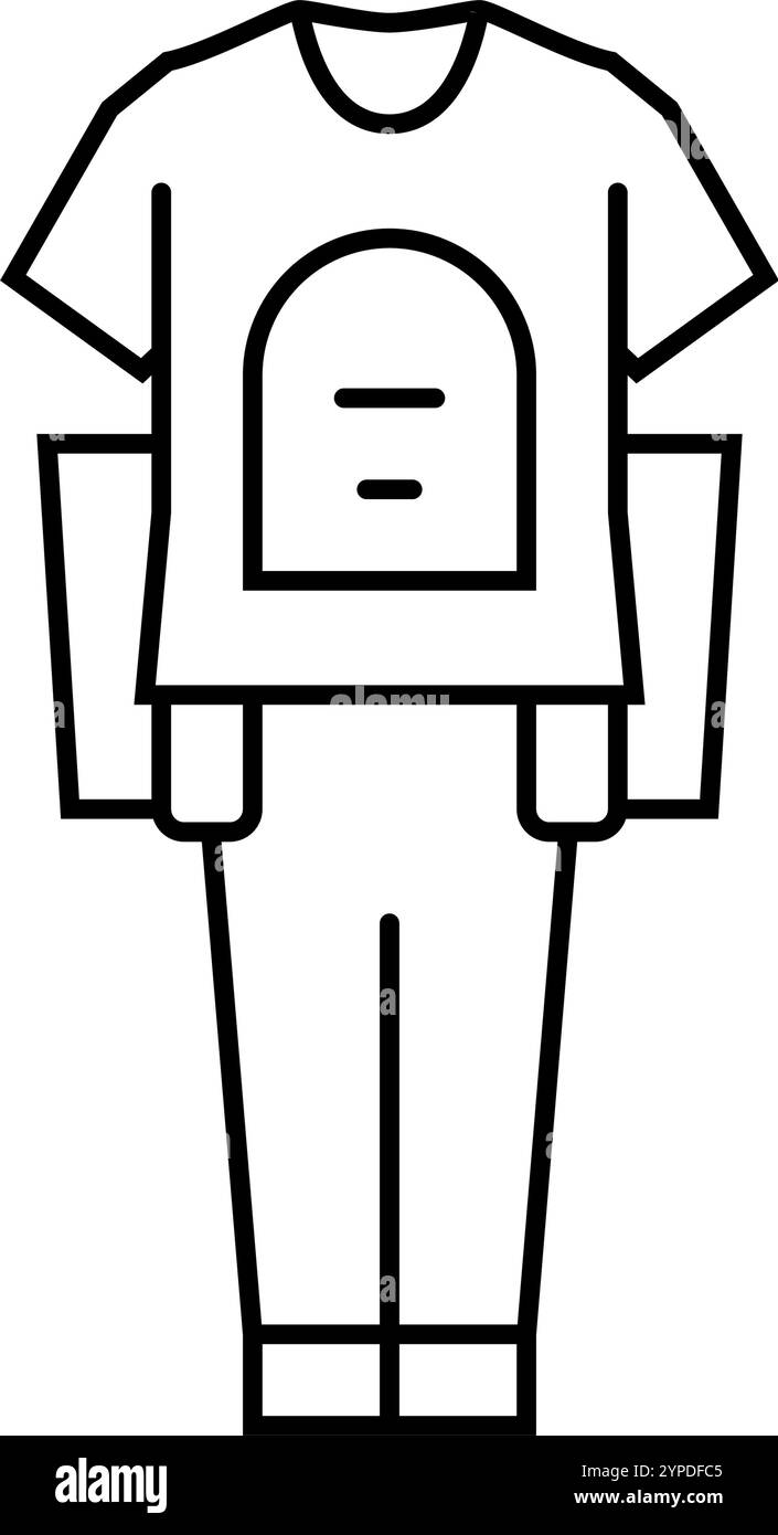 illustrazione vettoriale dell'icona della linea emo degli indumenti scuri Illustrazione Vettoriale