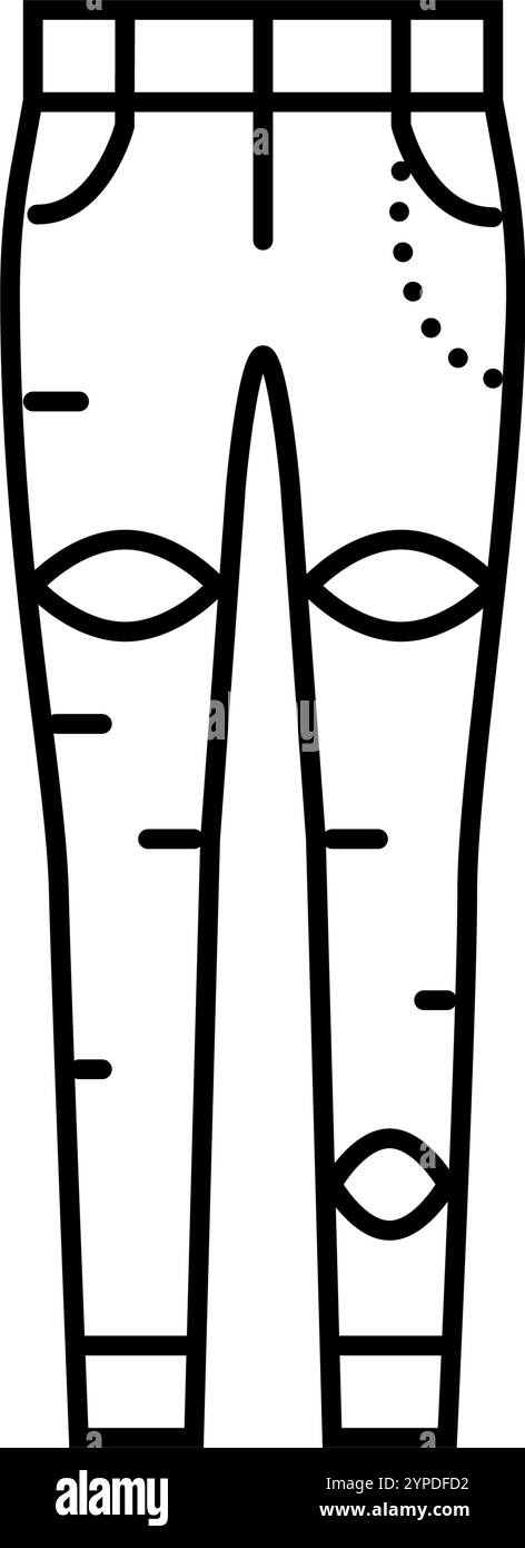 illustrazione vettoriale dell'icona della linea di jeans skinny Illustrazione Vettoriale