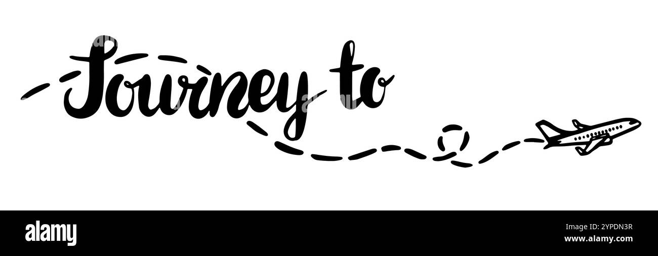 Citazione scritta di viaggio con l'aereo e con spazio libero per il nome personalizzato del paese o della città Illustrazione Vettoriale