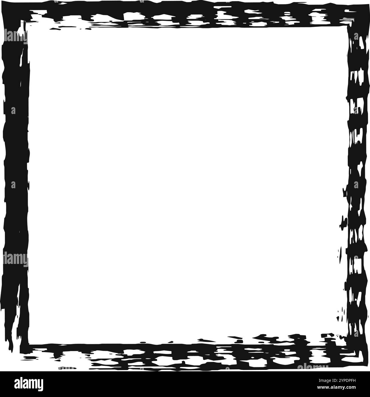 Straordinaria cornice grunge nera che circonda un quadrato bianco, perfetta per testo o immagini. Il vintage incontra il moderno in questo design testurizzato, ideale per progetti creativi come arte murale o inviti Illustrazione Vettoriale