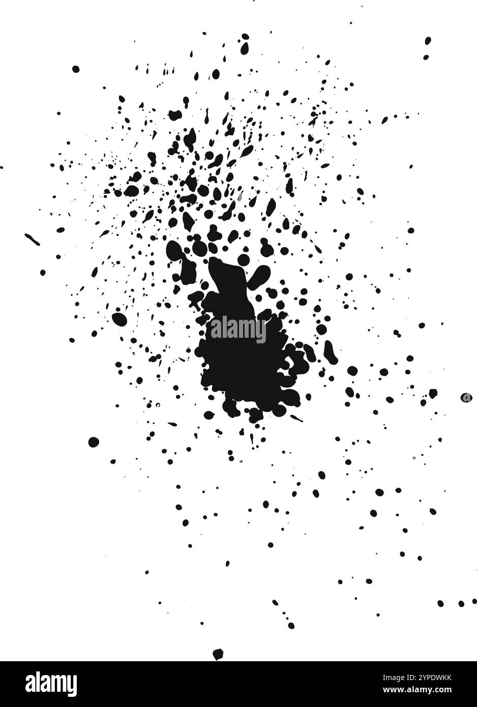 Accattivante inchiostro nero che spruzza su sfondo bianco, formando un affascinante design astratto per grunge, vintage e progetti artistici. Motivi e texture intricati aggiungono profondità alle attività creative Illustrazione Vettoriale