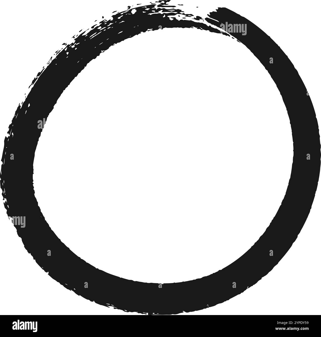 Cerchio nero disegnato a mano che simboleggia l'illuminazione, la forza, l'eleganza, l'universo e il vuoto nel buddismo zen, creando un'atmosfera minimalista e spirituale Illustrazione Vettoriale