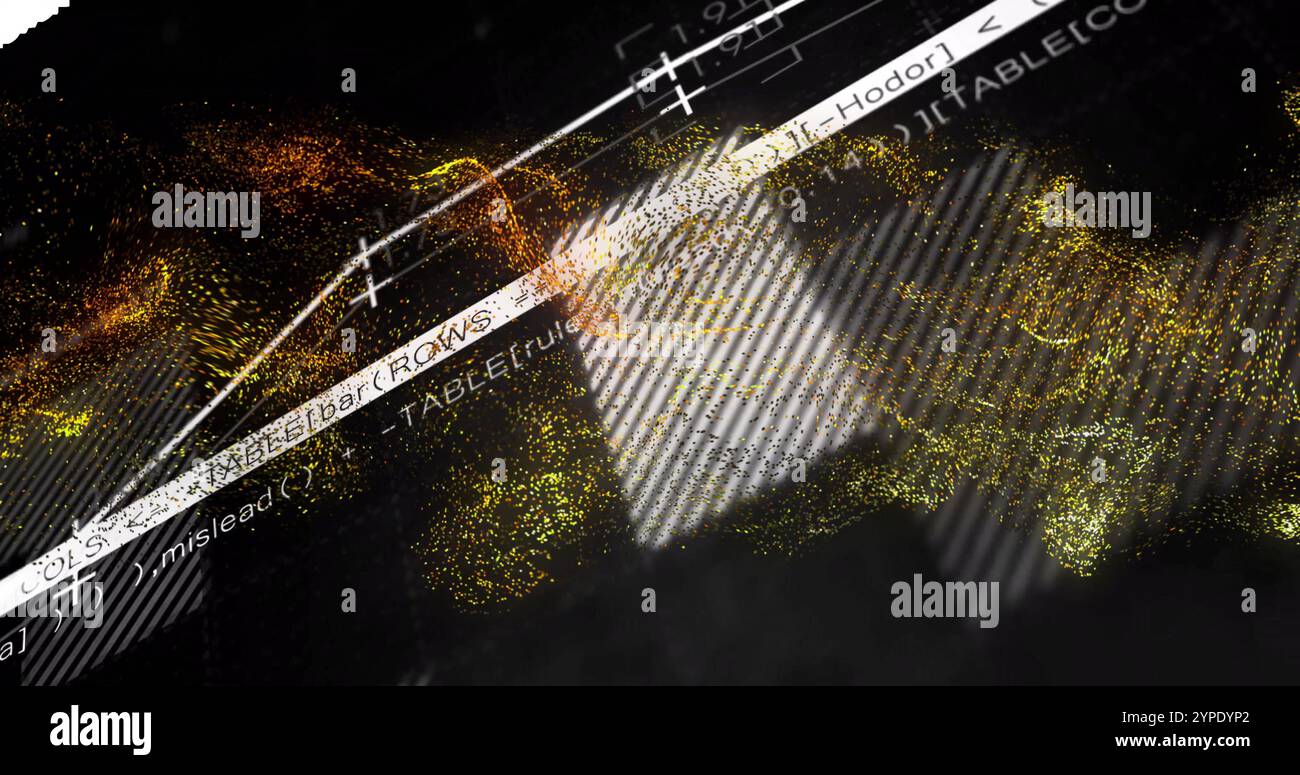 Visualizzazione dei dati e immagine di codifica su una nuvola di particelle astratta Foto Stock