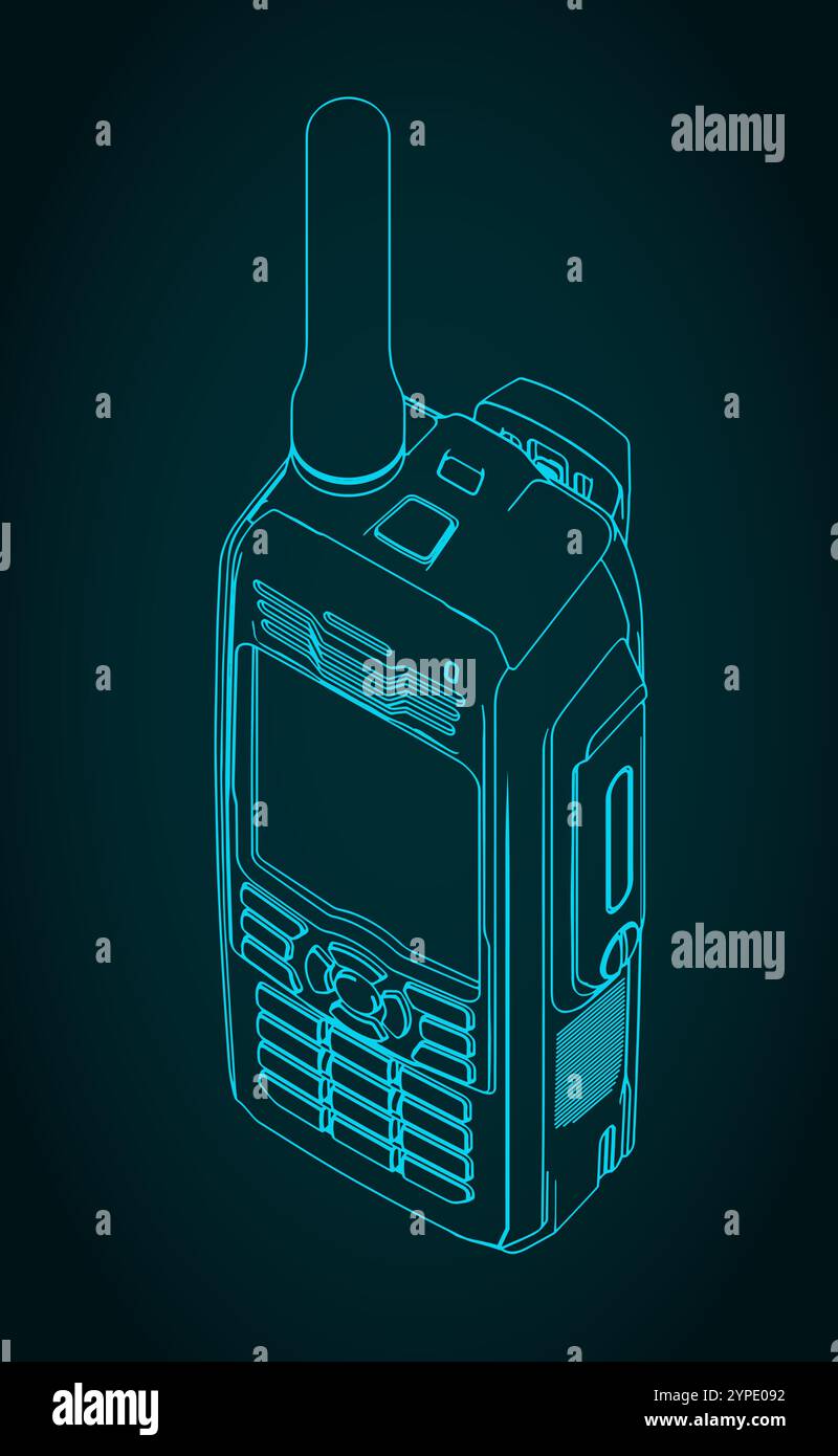 Illustrazione vettoriale stilizzata del modello isometrico walkie-talkie Illustrazione Vettoriale
