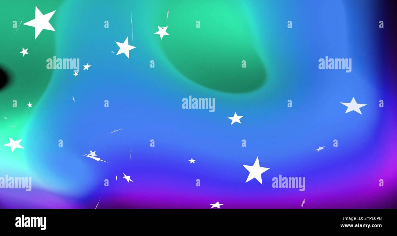 Immagine di stelle bianche su sfondo colorato Foto Stock