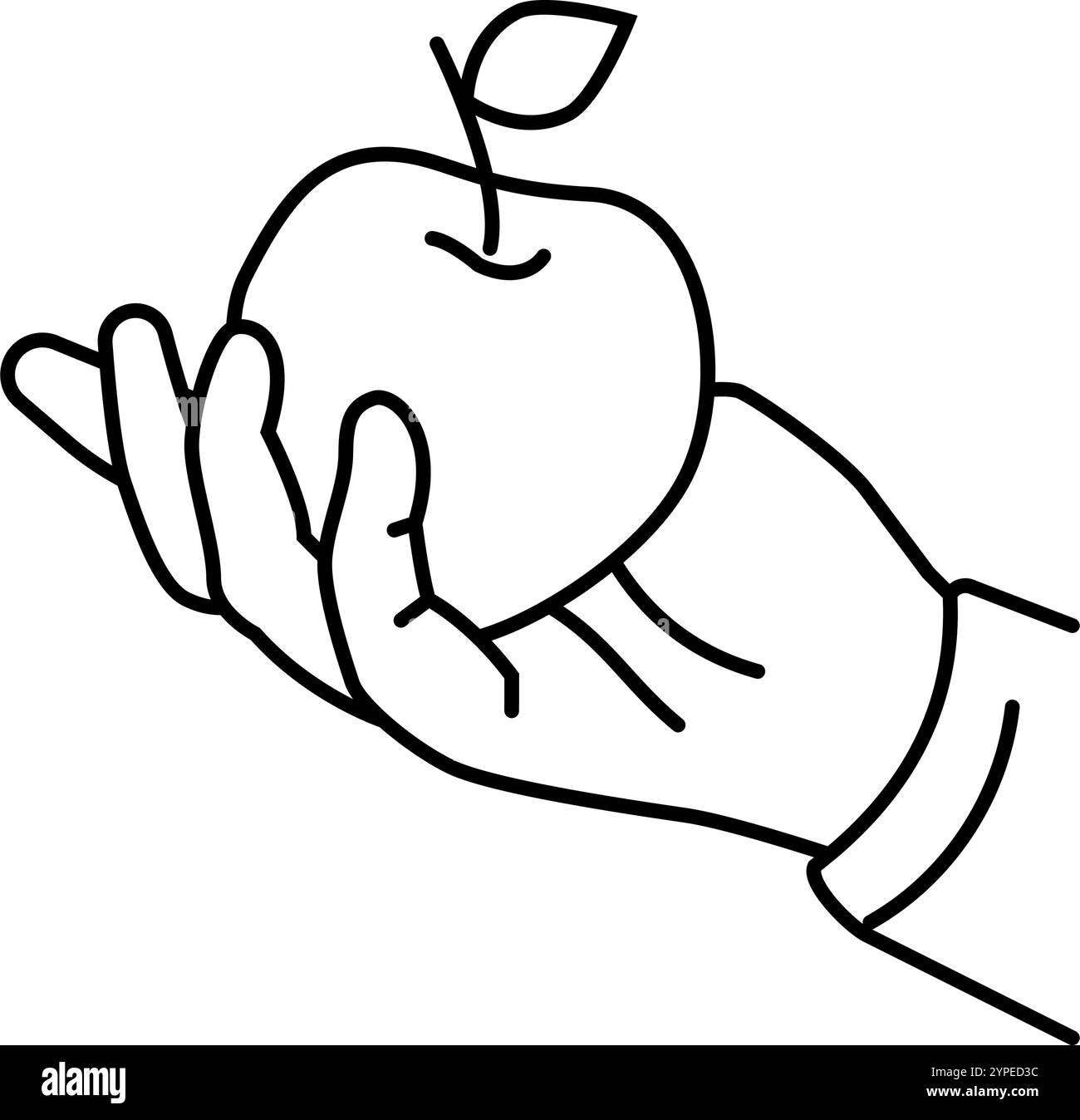 illustrazione vettoriale dell'icona della linea autunnale apple picking Illustrazione Vettoriale