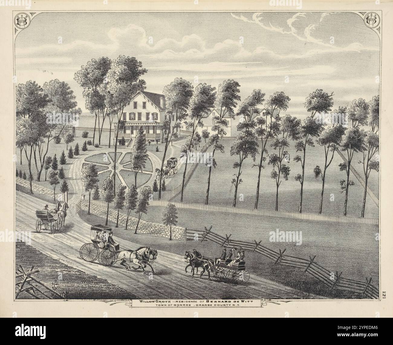 Willow Grove - Residenza di Bernard DeWitt città di Monroe, Orange County, N.Y. 1875 Foto Stock