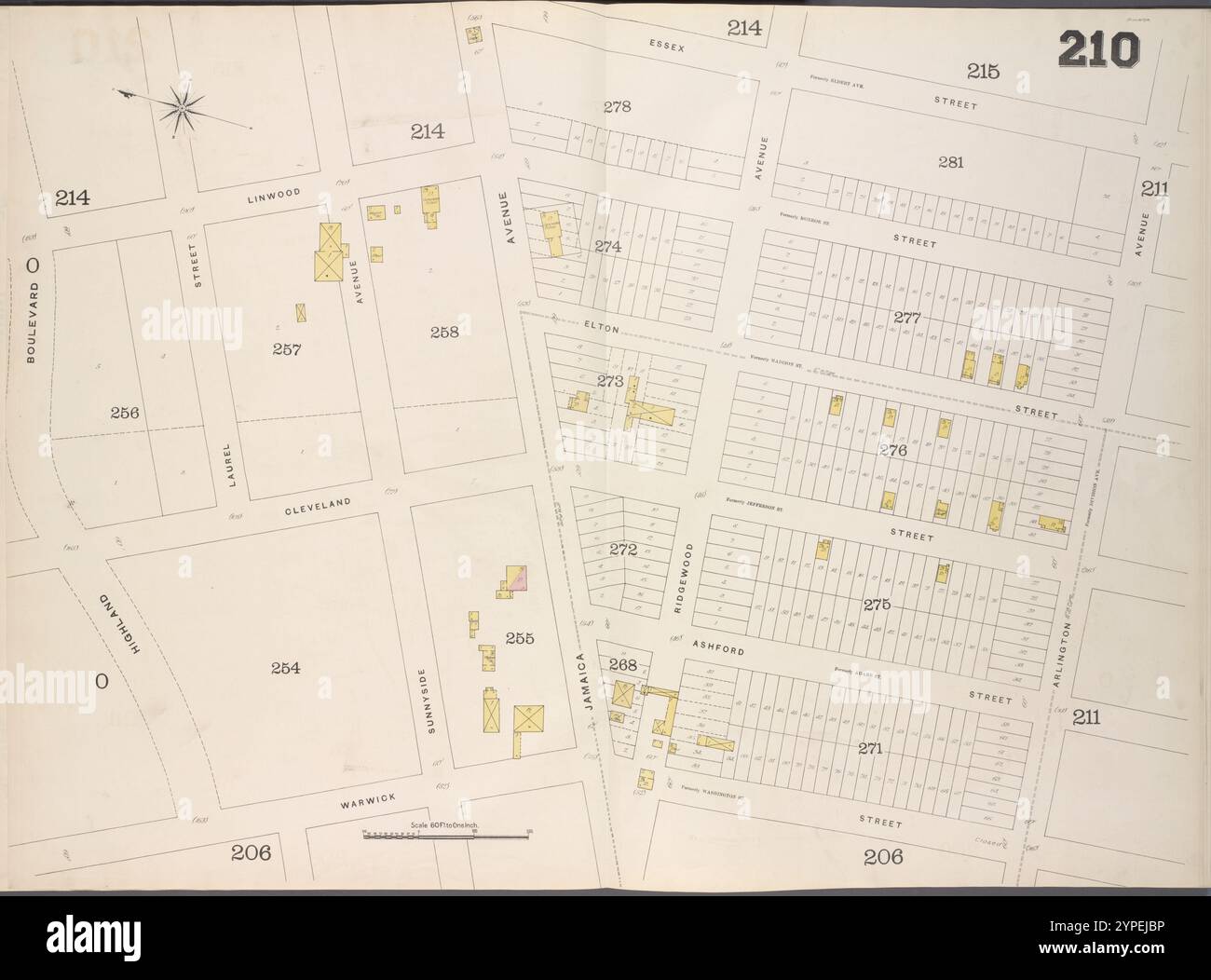 Brooklyn, V. 8, Double Page Plate No. 210 [Mappa delimitata da Essex St., Arlington Ave., Warwick St., Highland Blvd.] 1884 - 1936 Foto Stock