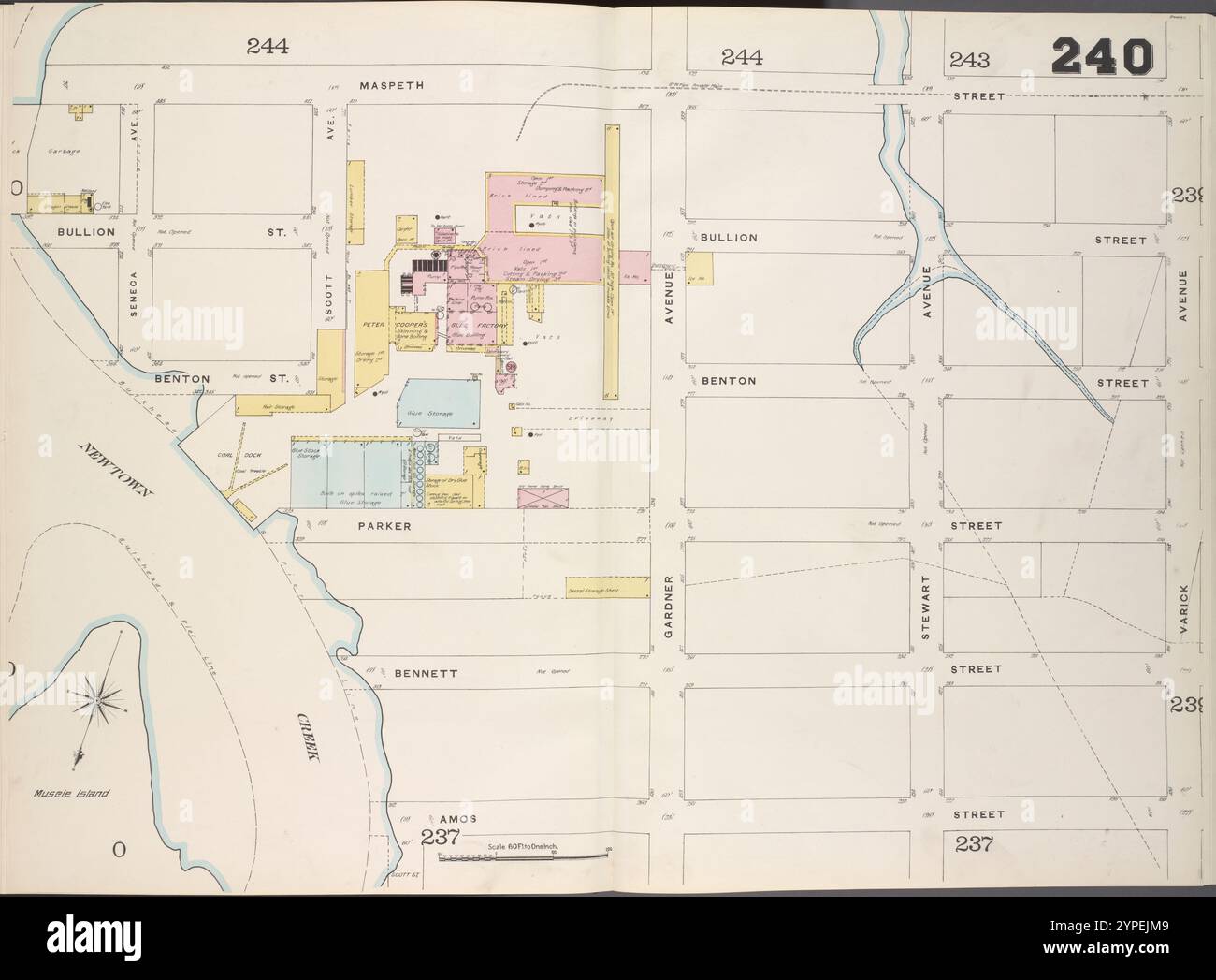 Brooklyn, V. 9, Double Page Plate No. 240 [Mappa delimitata da Maspeth St., Varick Ave., Amos St., Newtown Creek] 1884 - 1936 Foto Stock