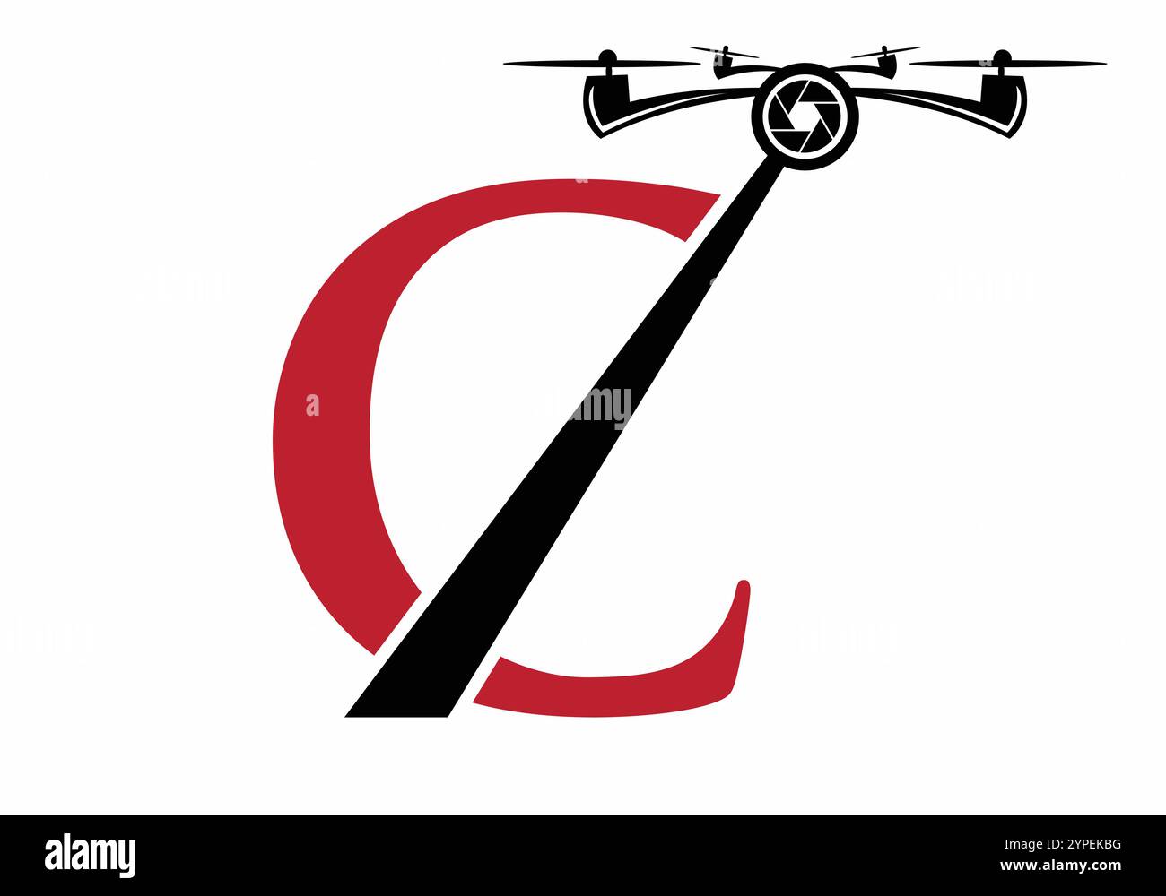 Lettera iniziale C concetto del logo del drone per il modello vettoriale del simbolo fotografico Illustrazione Vettoriale