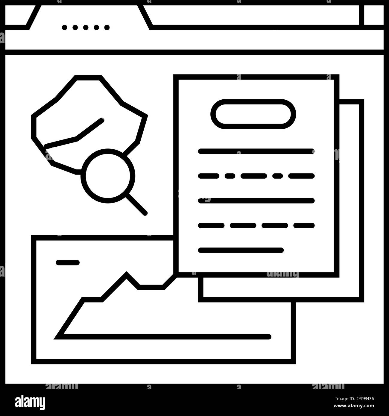 vettore icona linea di estrazione della valutazione delle risorse. segnale di estrazione della valutazione delle risorse. illustrazione nera del simbolo del contorno isolato Illustrazione Vettoriale