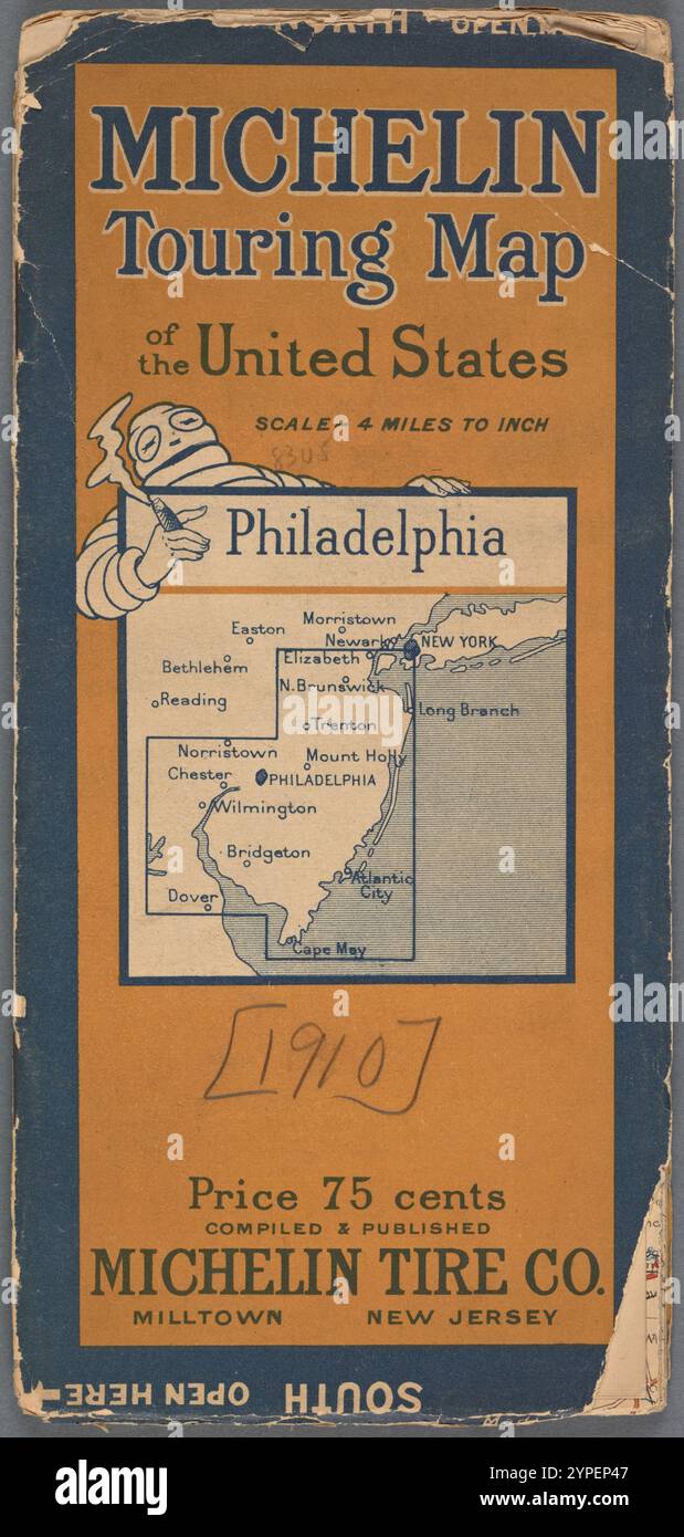 Mappa Michelin degli Stati Uniti: Philadelphia. 1910 Foto Stock