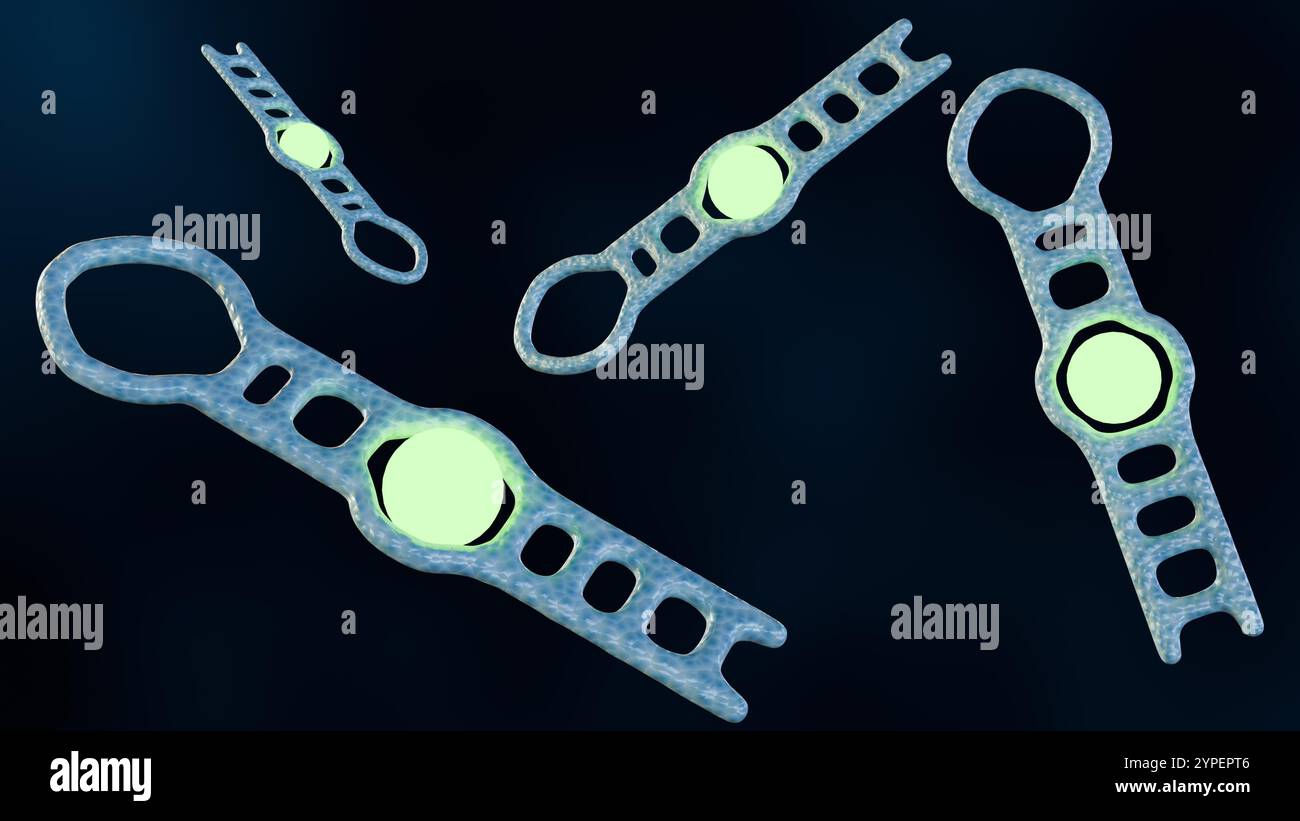 Gli Aptamer sono progettati per legarsi all'analita target. Un fluoroforo, una molecola che emette luce quando eccitato, è attaccato all'aptamer; rendering 3d. Foto Stock