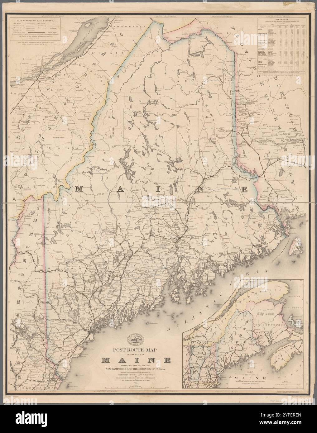 Mappa postale dello stato del Maine: E delle parti adiacenti del New Hampshire e del Dominion del Canada 1875 di Nicholson, W. L. Foto Stock