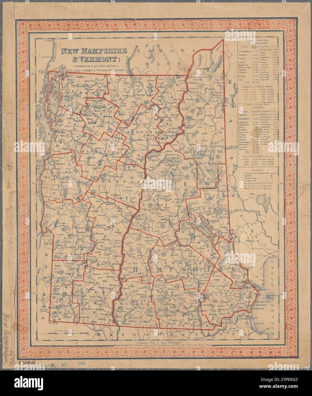 New Hampshire & Vermont 1846 di Mitchell, S. Augustus (Samuel Augustus), 1792-1868 Foto Stock