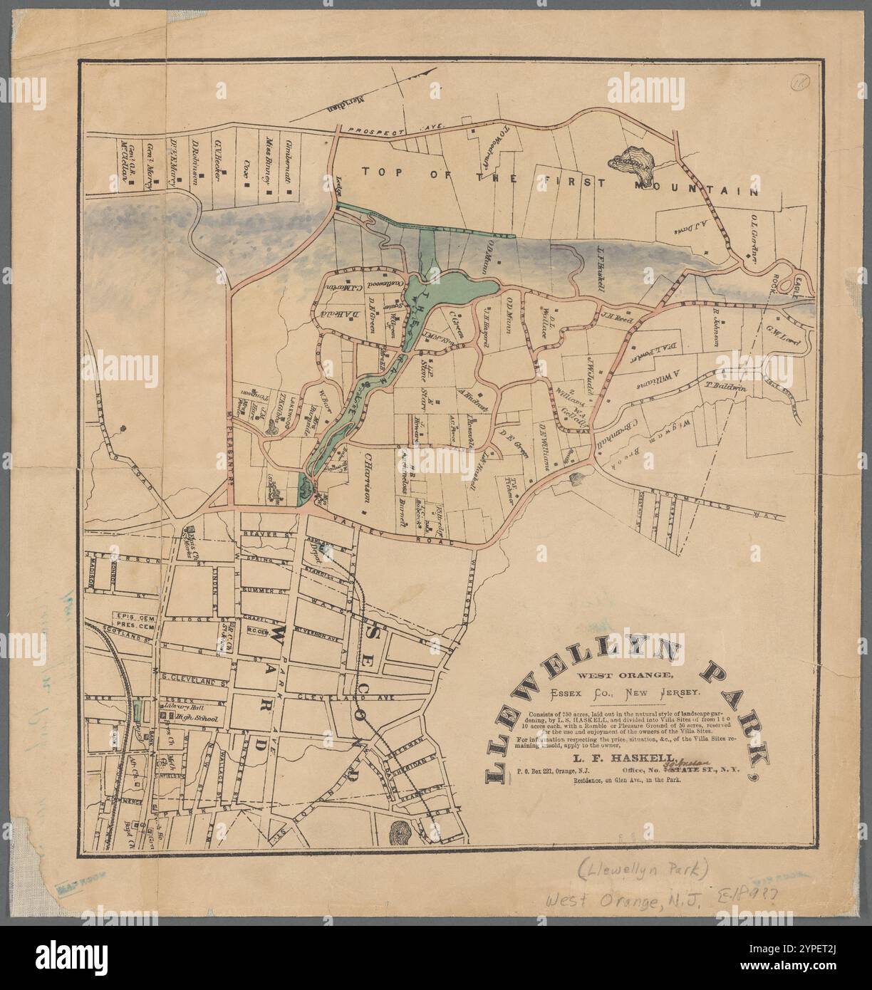 Llewellyn Park, West Orange, Essex Co., New Jersey 1870 - 1877 Foto Stock