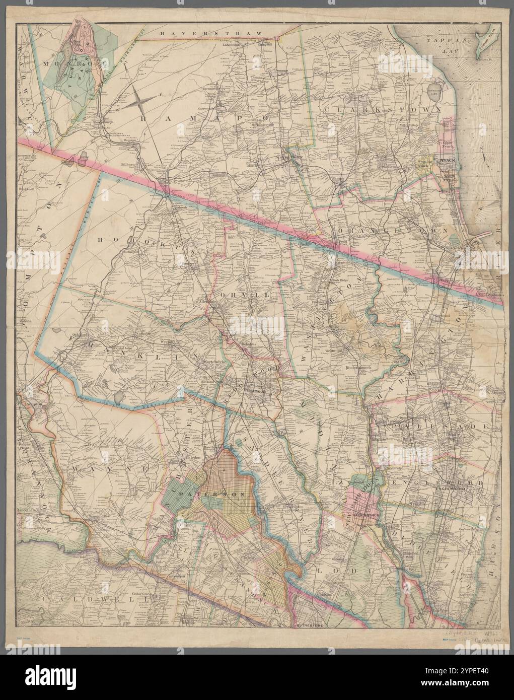 Mappa di parte di Bergen, Passaic, Essex, Counties, N.J. e parte di Rockland County, N.Y. 1886 Foto Stock