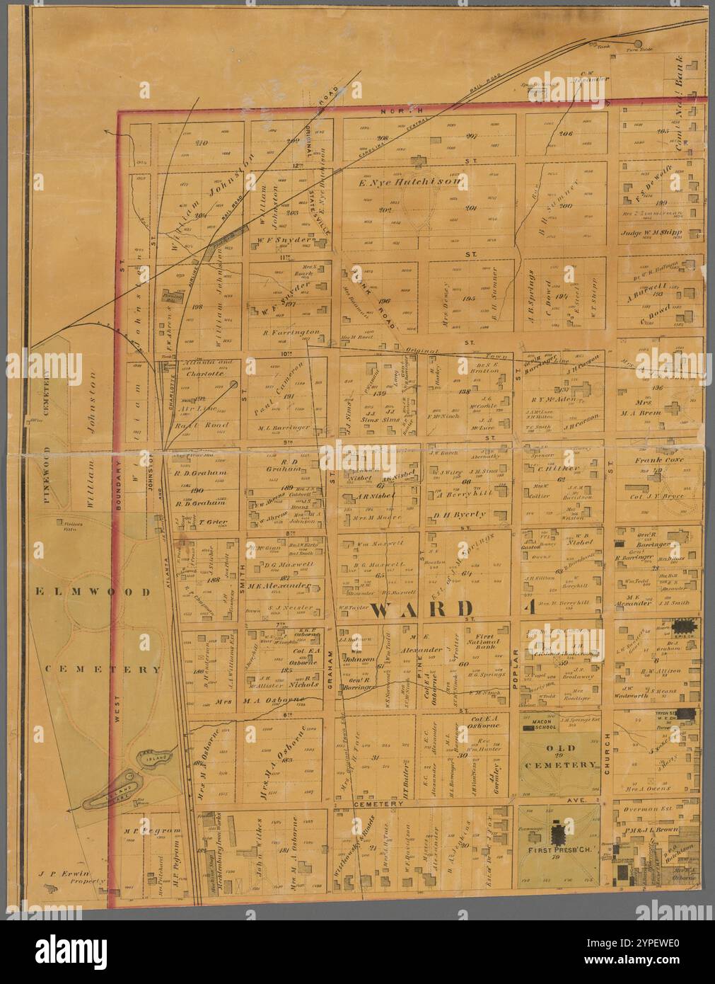 Mappa di Charlotte, Mecklenberg Co. N.C. : da recenti e attenti sondaggi, pubblicati per il Southern and South-west Surveying and Pub. Co. 1877 by Beers, F. W. (Frederick W.) Foto Stock