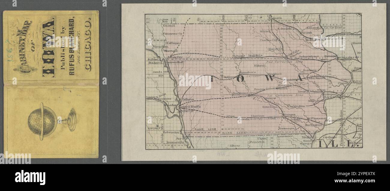 Mappa del gabinetto dell'Iowa 1860 - 1869 Foto Stock