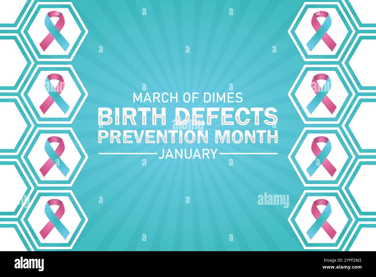Marzo di Dimes mese di prevenzione dei difetti di nascita sfondo di gennaio con forme e tipografia, banner, scheda, poster, modello. Illustrazione Vettoriale
