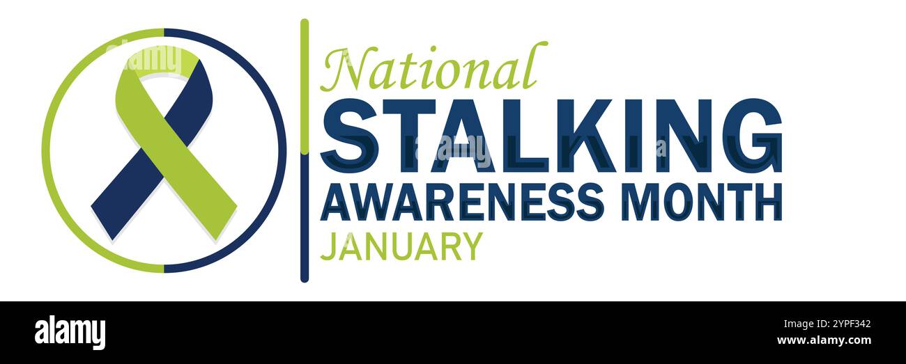 Mese nazionale di sensibilizzazione sullo stalking gennaio. Adatto per biglietti d'auguri, poster e striscioni. Illustrazione vettoriale Illustrazione Vettoriale