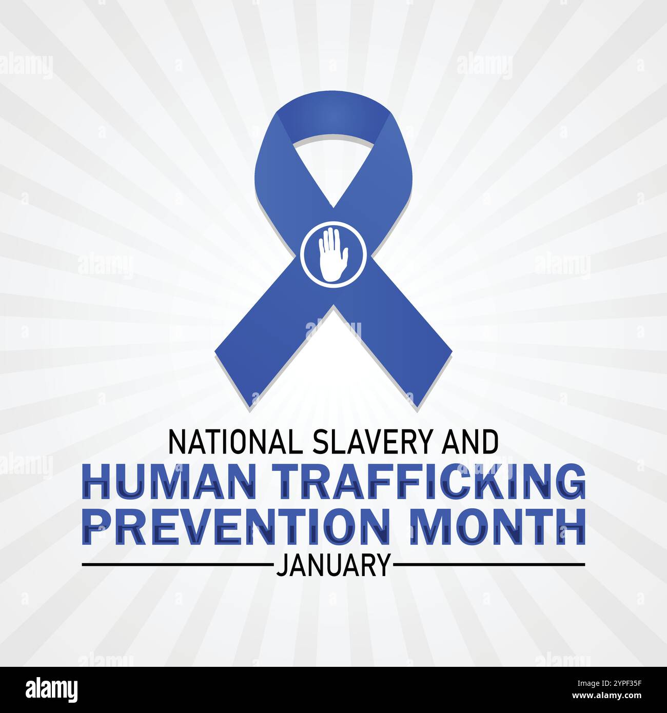Mese di gennaio per la prevenzione della schiavitù e della tratta di esseri umani. Concetto di vacanza. Modello per sfondo, banner, scheda, poster con iscrizione di testo. Illustrazione Vettoriale