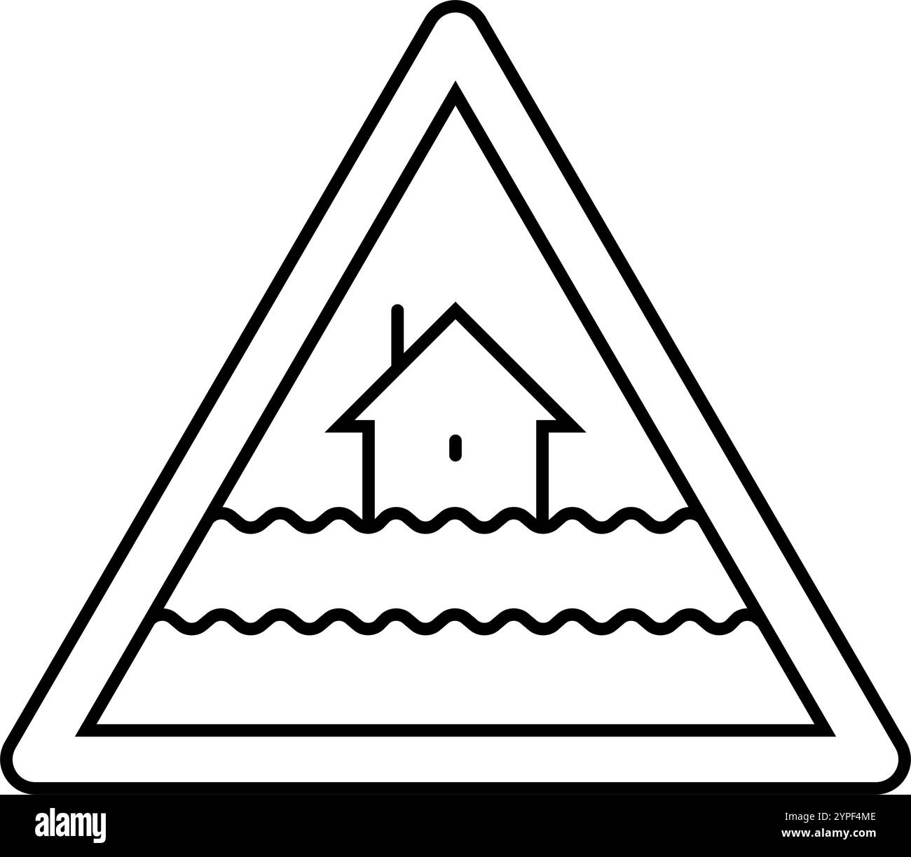 illustrazione vettoriale dell'icona della linea di avvertenza di emergenza alluvione Illustrazione Vettoriale