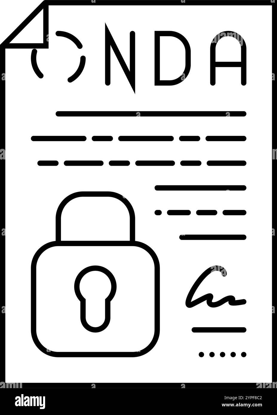 illustrazione vettoriale dell'icona della linea del diritto societario del contratto di riservatezza Illustrazione Vettoriale