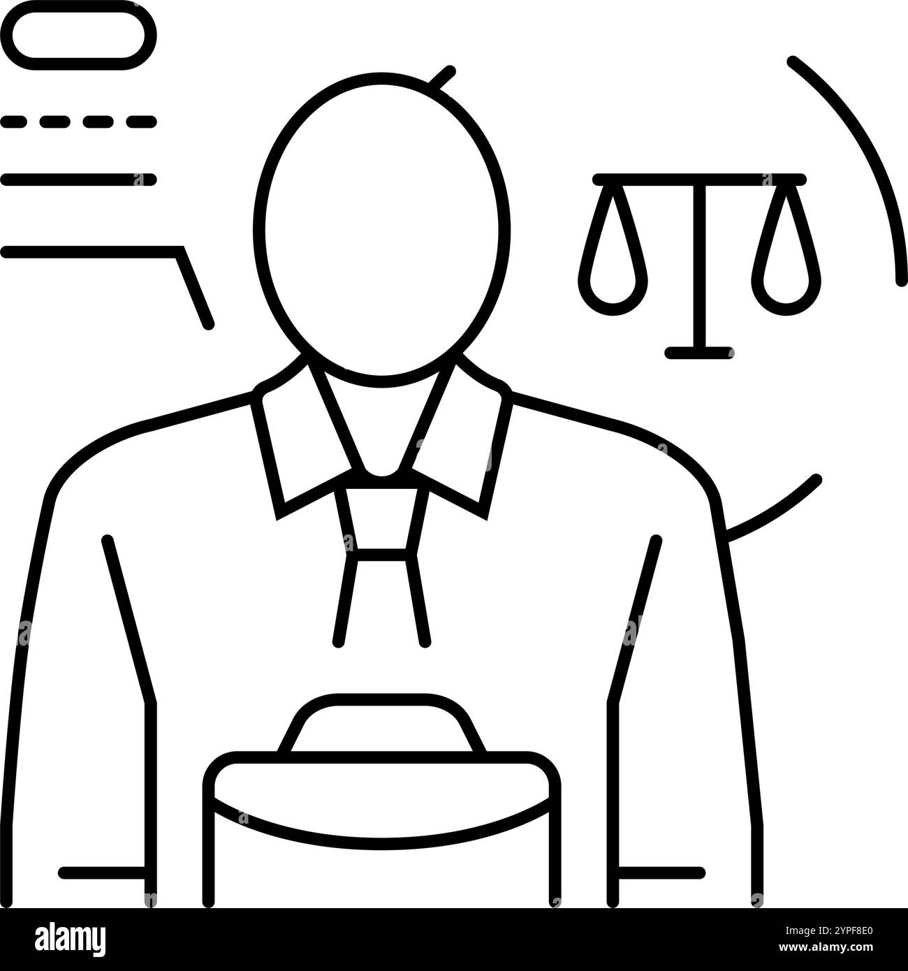 illustrazione vettoriale dell'icona della linea di diritto societario dell'avvocato Illustrazione Vettoriale