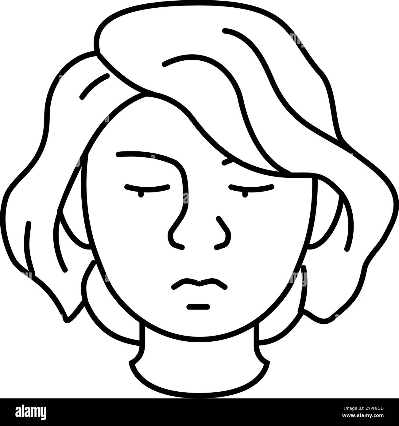 illustrazione vettoriale dell'icona della linea di espressione di shame woman Illustrazione Vettoriale