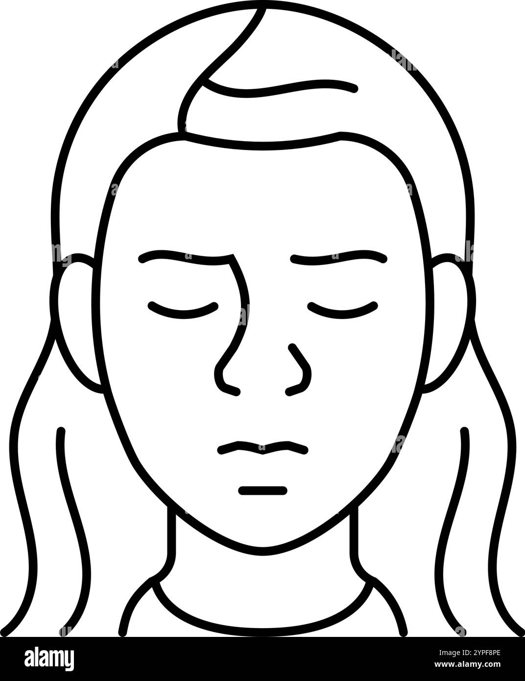 illustrazione vettoriale dell'icona della linea di espressione della donna angoscia Illustrazione Vettoriale