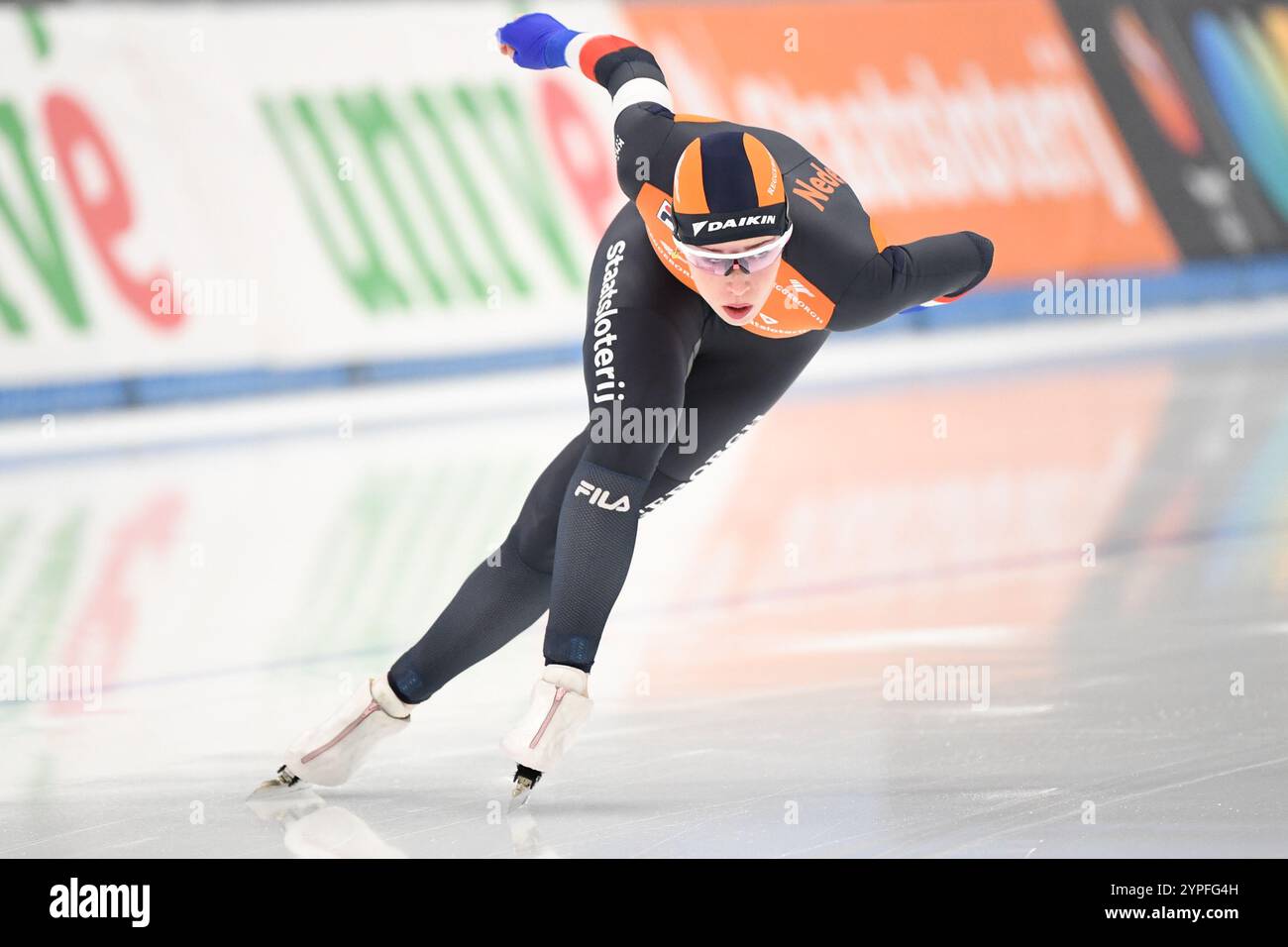 Pechino, Cina. 30 novembre 2024. Antoinette Rijpma-De Jong dei Paesi Bassi gareggia durante la 1000m Division Una gara al World Cup Speed Skating ISU a Pechino, capitale della Cina, 30 novembre 2024. Crediti: Ju Huanzong/Xinhua/Alamy Live News Foto Stock