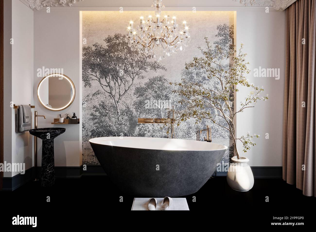 3D render bagno Foto Stock