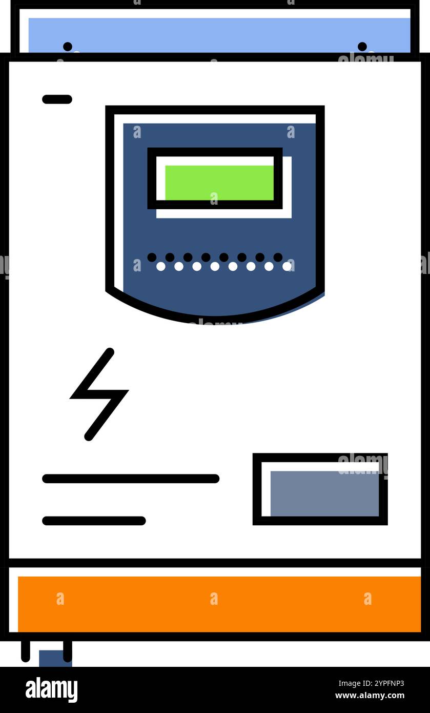 illustrazione vettoriale dell'icona a colori del pannello solare dell'inverter Illustrazione Vettoriale