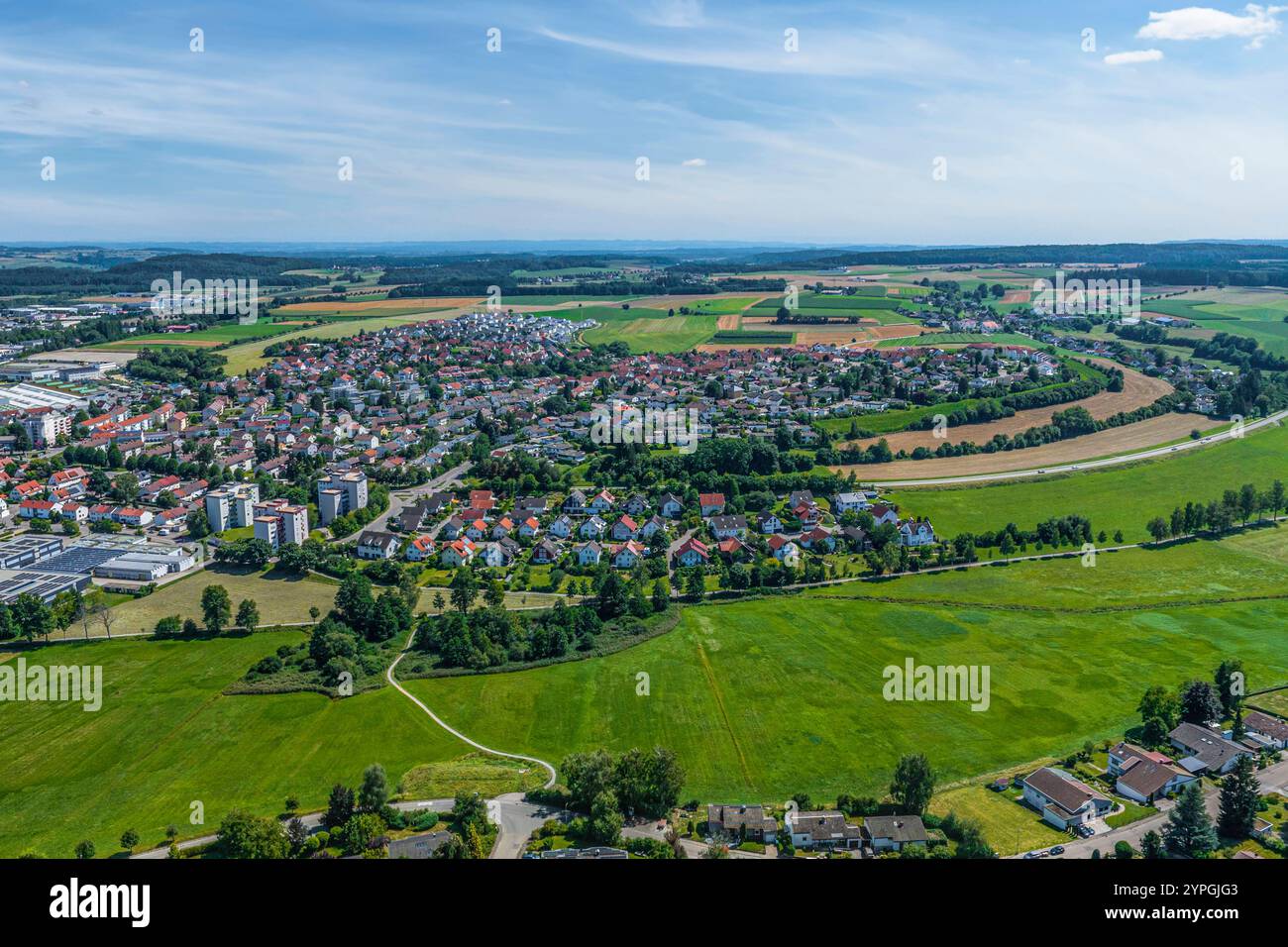 Die Kur- und Bäderstadt Bad Saulgau in Oberschwaben von oben Auslick auf Bad Saulgau an der Oberschwäbischen Barockstraße r Bad Saulgau Therme Baden-W. Foto Stock