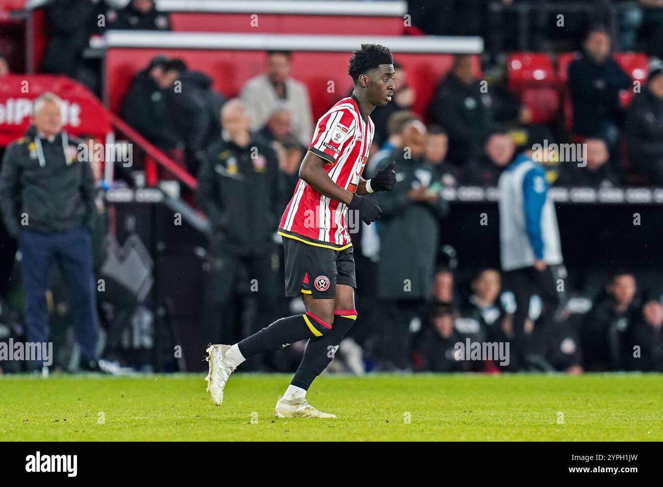 Sheffield, Regno Unito. 29 novembre 2024. Sheffield United centrocampista Jesuran Rak-Sakyi (11) durante la partita Sheffield United FC contro Sunderland AFC Skybet EFL Championship a Bramall Lane, Sheffield, Inghilterra, Regno Unito il 29 novembre 2024 Credit: Every Second Media/Alamy Live News Foto Stock