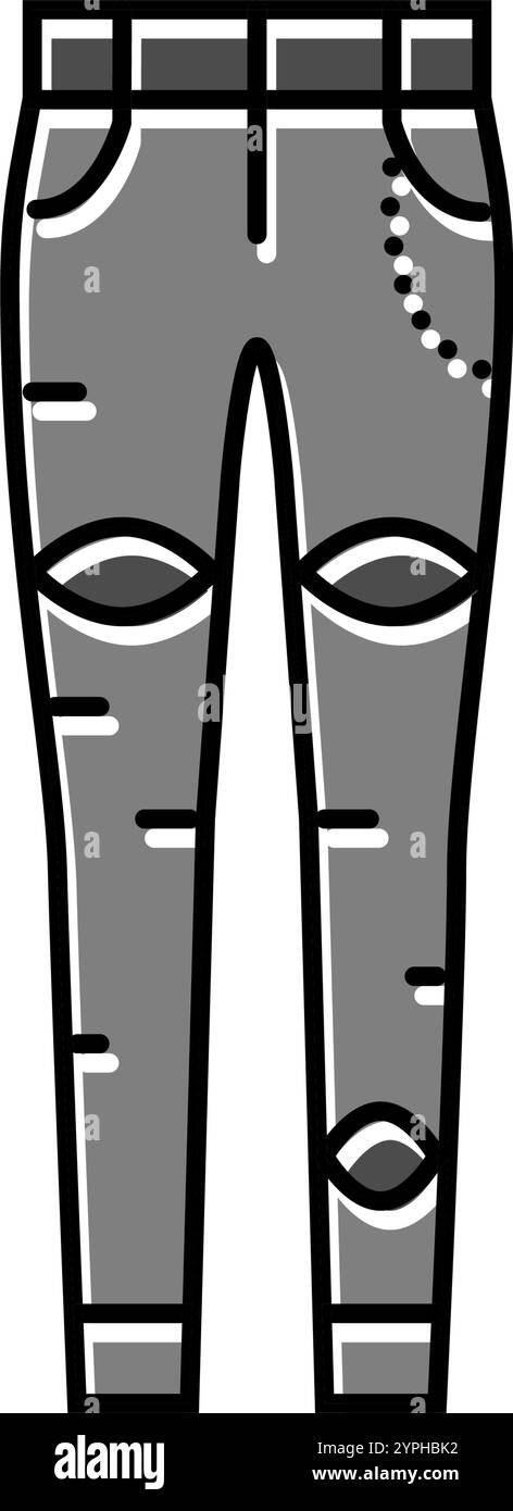 illustrazione vettoriale dell'icona del colore di stampa dei jeans skinny Illustrazione Vettoriale